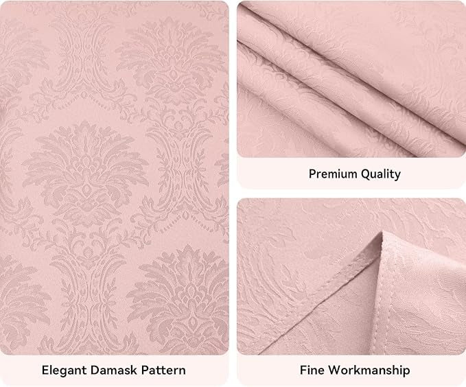 Polyester Jacquard Wellington Waterproof Damask Pattern Tablecloth in Light Pink