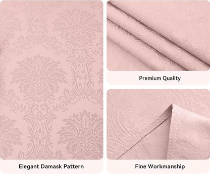 Polyester Jacquard Wellington Waterproof Damask Pattern Tablecloth in Light Pink