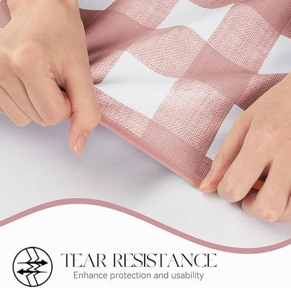 PVC Waterproof Plaid Wrap Plaid Tablecloth in White and Pink