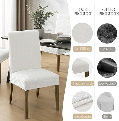 Polyester 100% Waterproof Diamond Pattern Chair Covers in White