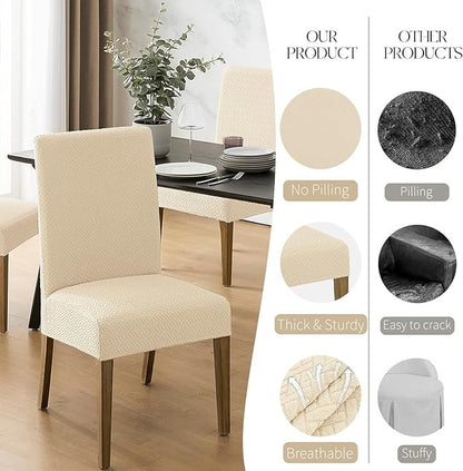 Polyester 100% Waterproof Oblong Pattern Chair Covers in Beige