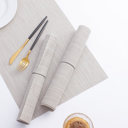 Plastic Woven Heat Resistant Placemats in Beige
