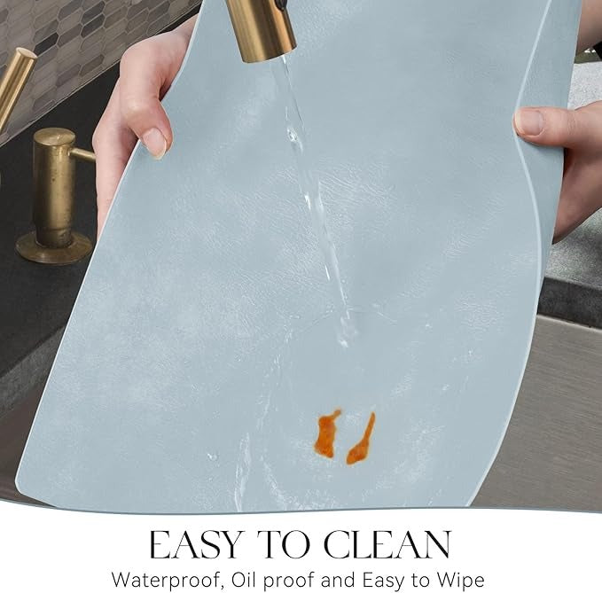 Polyurethane 100% Waterproof Oil-Proof Wipeable Heat Resistant Placemats Set in Light Blue