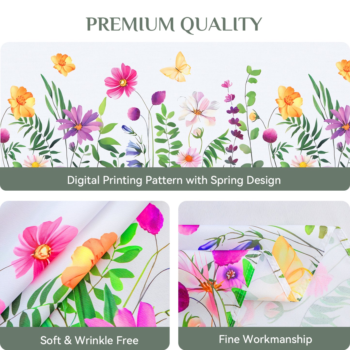 Polyester Waterproof And Stain Resistant Floral Tablecloth in Flower B