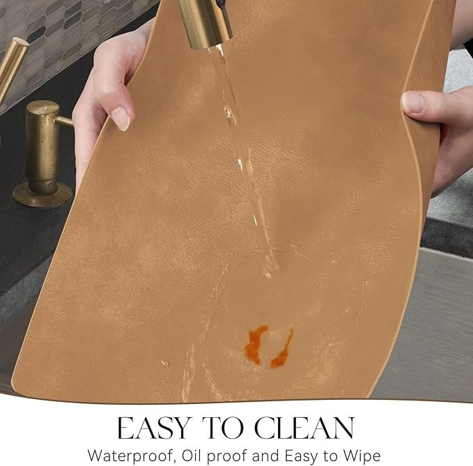 Polyurethane 100% Waterproof Oil-Proof Wipeable Heat Resistant Placemats Set in Camel