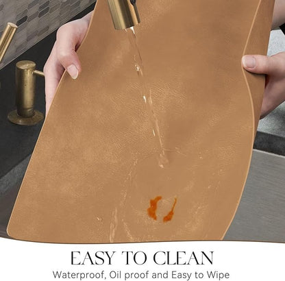 Polyurethane 100% Waterproof Oil-Proof Wipeable Heat Resistant Placemats Set in Camel