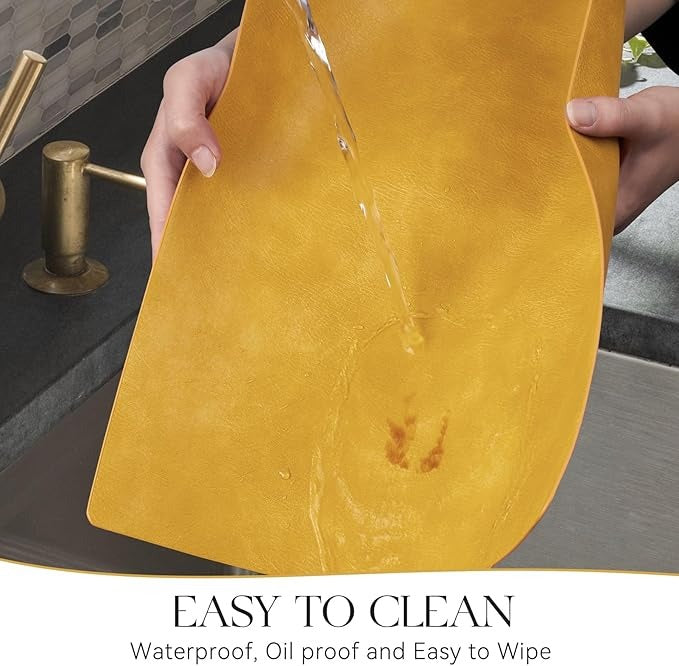 Polyurethane 100% Waterproof Oil-Proof Wipeable Heat Resistant Placemats Set in Yellow