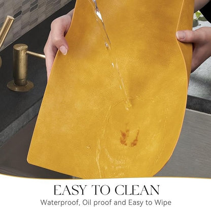 Polyurethane 100% Waterproof Oil-Proof Wipeable Heat Resistant Placemats Set in Yellow