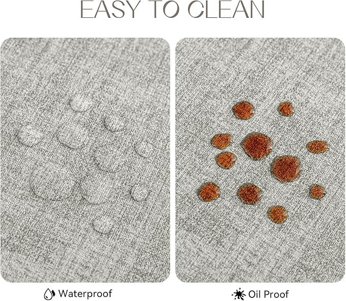 Polyurethane Linen-textured 100% Waterproof Oil-Proof Wipeable Heat Resistant Round Placemats Set in Light Grey