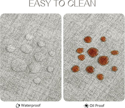 Polyurethane Linen-textured 100% Waterproof Oil-Proof Wipeable Heat Resistant Round Placemats Set in Light Grey