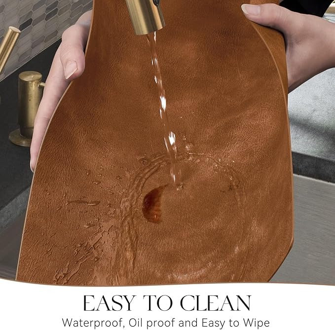 Polyurethane 100% Waterproof Oil-Proof Wipeable Heat Resistant Placemats Set in Reddish Brown