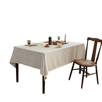 White Chenille Tablecloth with Irregular Texture