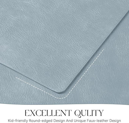 Polyurethane 100% Waterproof Oil-Proof Wipeable Heat Resistant Placemats Set in Light Blue