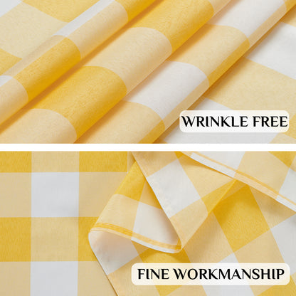 Polyester Waterproof And Stain Resistant Buffalo Check Tablecloth in Yellow and White