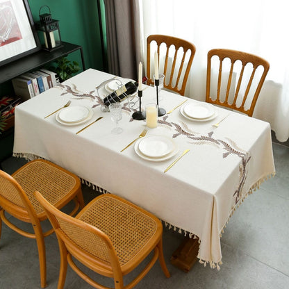 Polyester Embroidered Two-tone Rice Ear Tablecloth