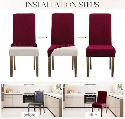 Polyester 100% Waterproof Diamond Pattern Chair Covers in Burgundy