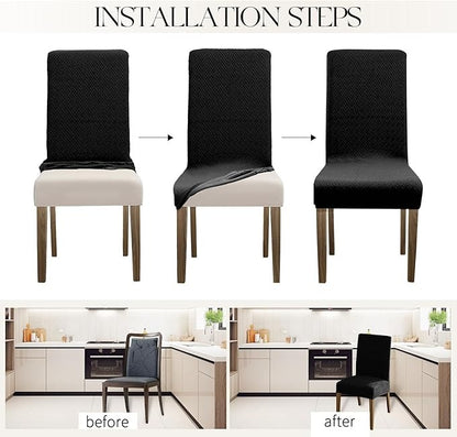 Polyester 100% Waterproof Oblong Pattern Chair Covers in Black