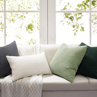 Soft Corduroy Corn-Kernel Pattern Pillowcases in Sage Green