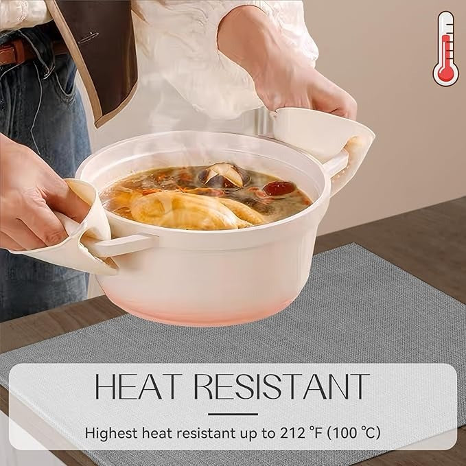 Polyester Burlap Waterproof Oil Resistant Wipeable Heat Resistant Placemats Set in Light Grey