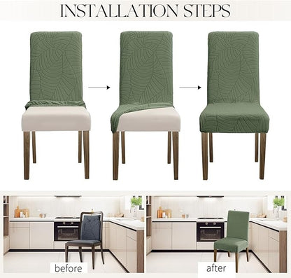 Polyester 100% Waterproof Leaf Pattern Chair Covers in Green