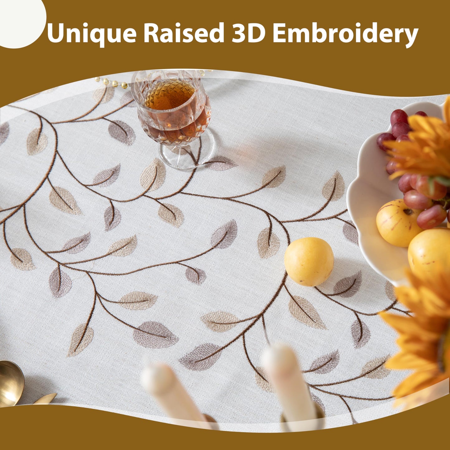 Polyester Embroidered Coffee Vine tablecloth