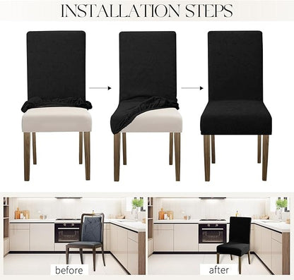 Polyester 100% Waterproof Leaves Pattern Chair Covers in Black