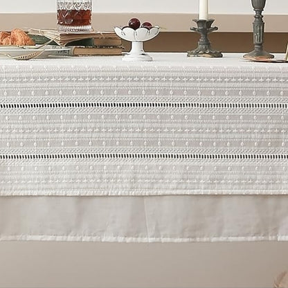 Vintage Cotton White Lace Tablecloth