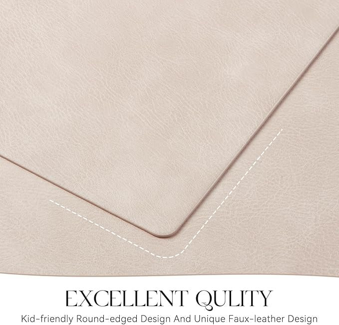 Polyurethane 100% Waterproof Oil-Proof Wipeable Heat Resistant Placemats Set in Beige