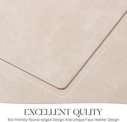 Polyurethane 100% Waterproof Oil-Proof Wipeable Heat Resistant Placemats Set in Beige