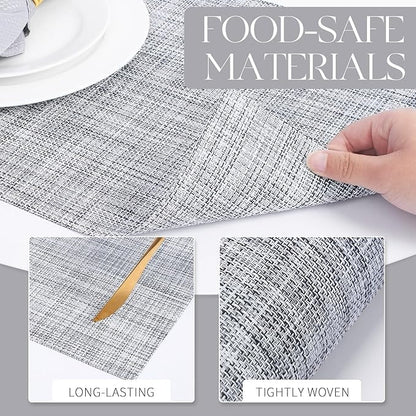 Plastic Woven Heat Resistant Placemats in Light Grey