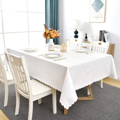 Polyurethane 100% Waterproof and Oil Resistant Chequered Tablecloth in White
