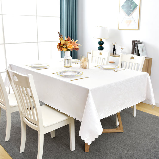 Polyurethane 100% Waterproof and Oil Resistant Chequered Tablecloth in White