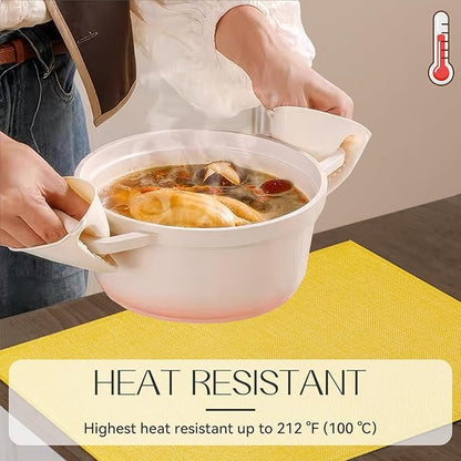 Polyester Burlap Waterproof Oil Resistant Wipeable Heat Resistant Placemats Set in Yellow