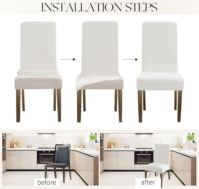 Polyester 100% Waterproof Diamond Pattern Chair Covers in White