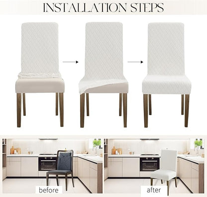 Polyester 100% Waterproof Diamond Pattern Chair Covers in White