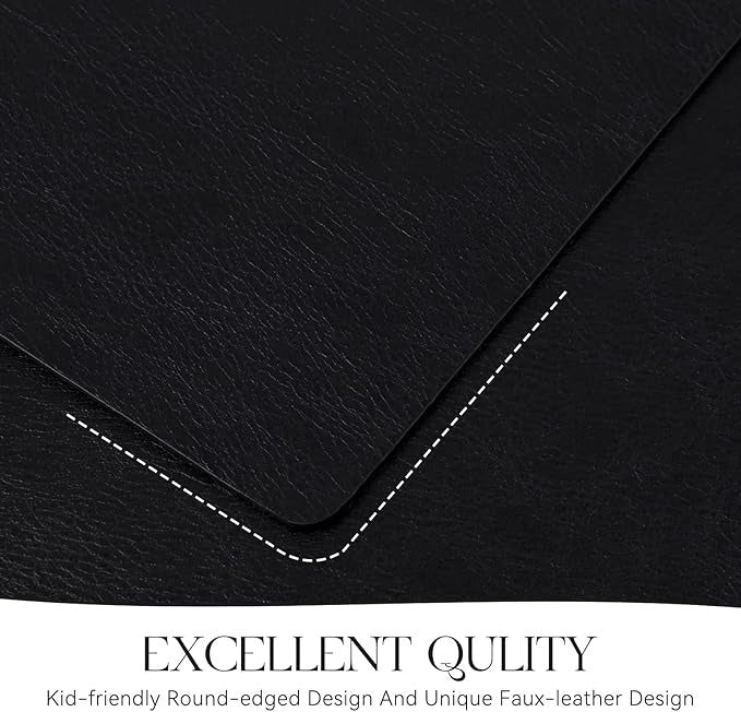 Polyurethane 100% Waterproof Oil-Proof Wipeable Heat Resistant Placemats Set in Black