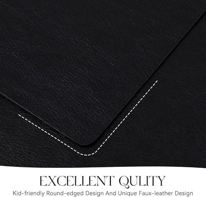 Polyurethane 100% Waterproof Oil-Proof Wipeable Heat Resistant Placemats Set in Black