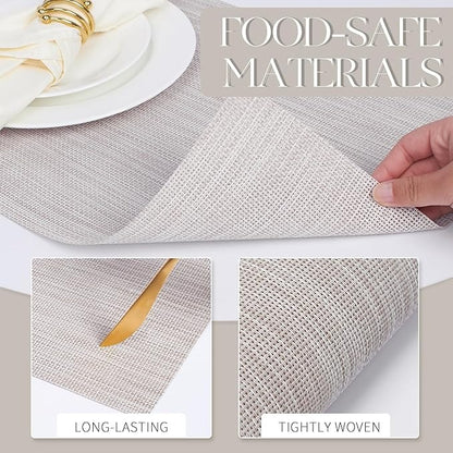 Plastic Woven Heat Resistant Placemats in Beige