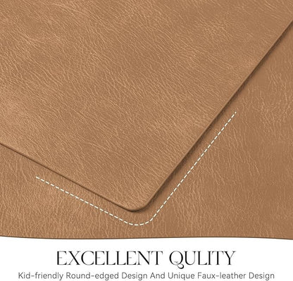 Polyurethane 100% Waterproof Oil-Proof Wipeable Heat Resistant Placemats Set in Camel