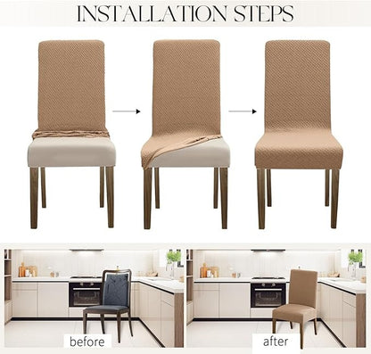 Polyester 100% Waterproof Oblong Pattern Chair Covers in Khaki