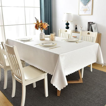 Polyurethane Crochet 100% Waterproof and Oil Resistant Chequered Tablecloth in White