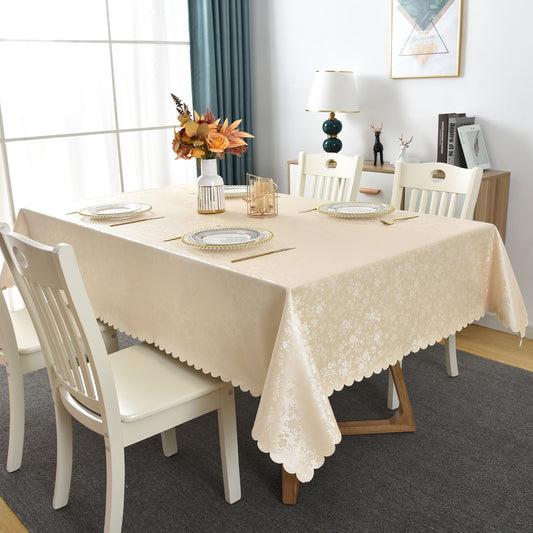 Polyurethane 100% Waterproof and Oil Resistant Chequered Tablecloth in Beige