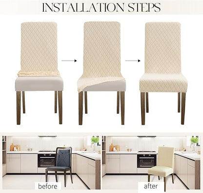 Polyester 100% Waterproof Diamond Pattern Chair Covers in Beige