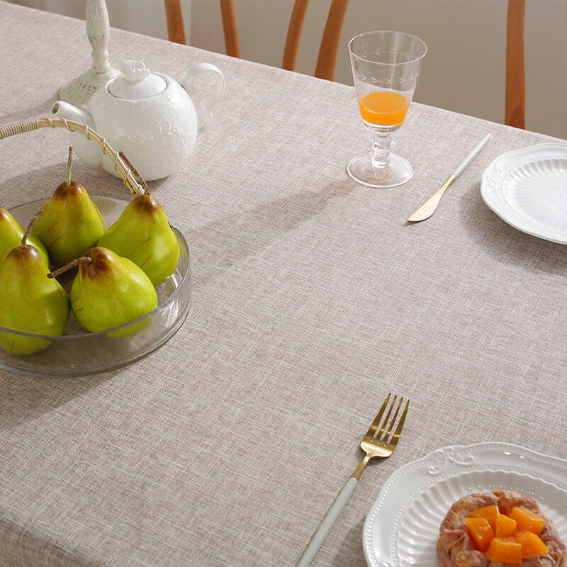Cotton-linen Tablecloth with Plain-coloured Edging in Brown