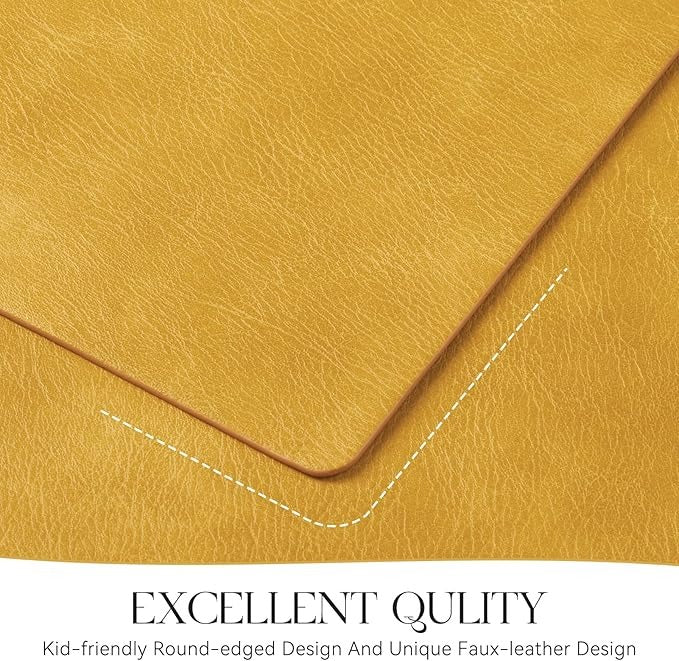 Polyurethane 100% Waterproof Oil-Proof Wipeable Heat Resistant Placemats Set in Yellow