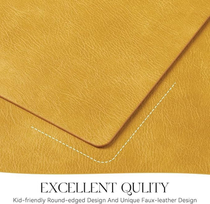 Polyurethane 100% Waterproof Oil-Proof Wipeable Heat Resistant Placemats Set in Yellow