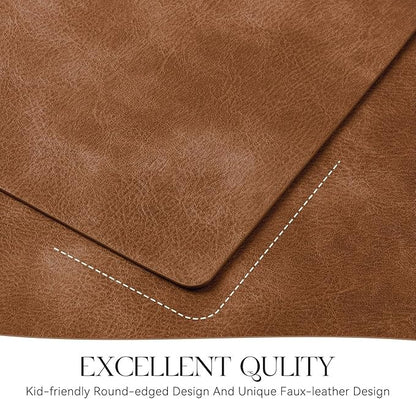 Polyurethane 100% Waterproof Oil-Proof Wipeable Heat Resistant Placemats Set in Reddish Brown