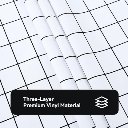 PVC Waterproof and Oil Resistant LargePlaid Tablecloth in White and Black