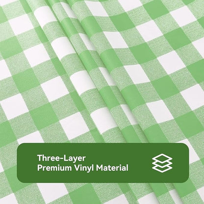 PVC Waterproof and Oil Resistant Plaid Tablecloth in Light Green