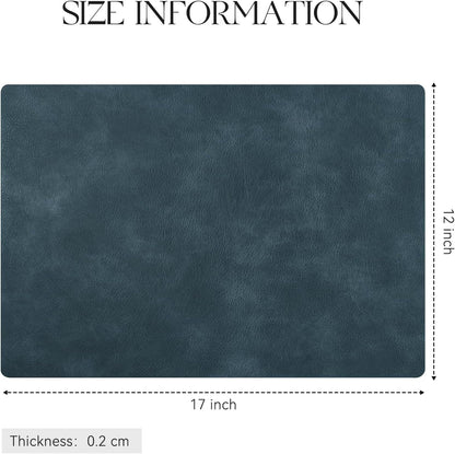 Polyurethane 100% Waterproof Oil-Proof Wipeable Heat Resistant Placemats Set in Navy Blue
